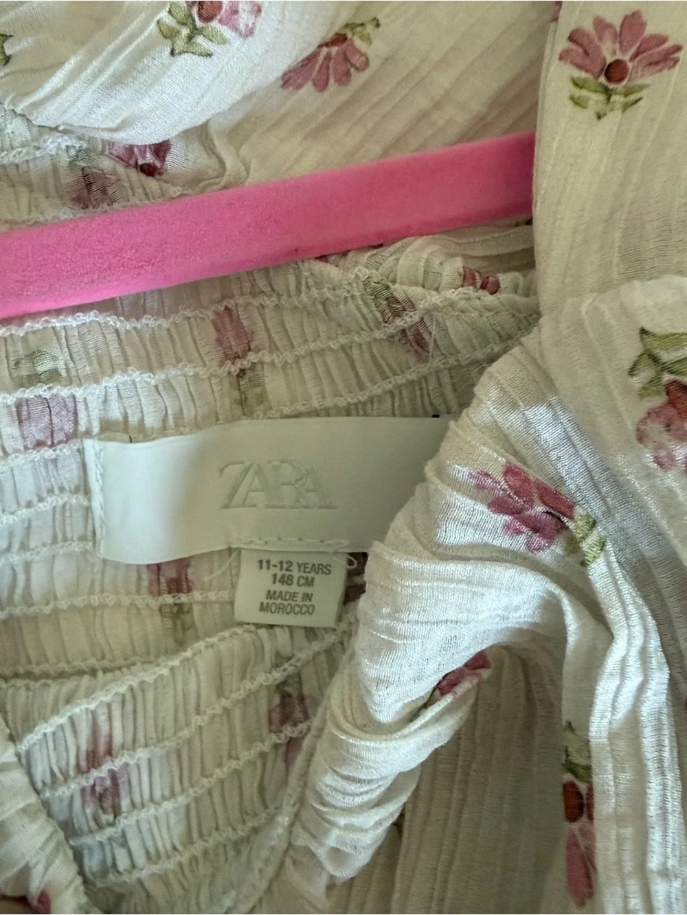 Zara Cream One-Shoulder Floral Dress with Pink Rose Print